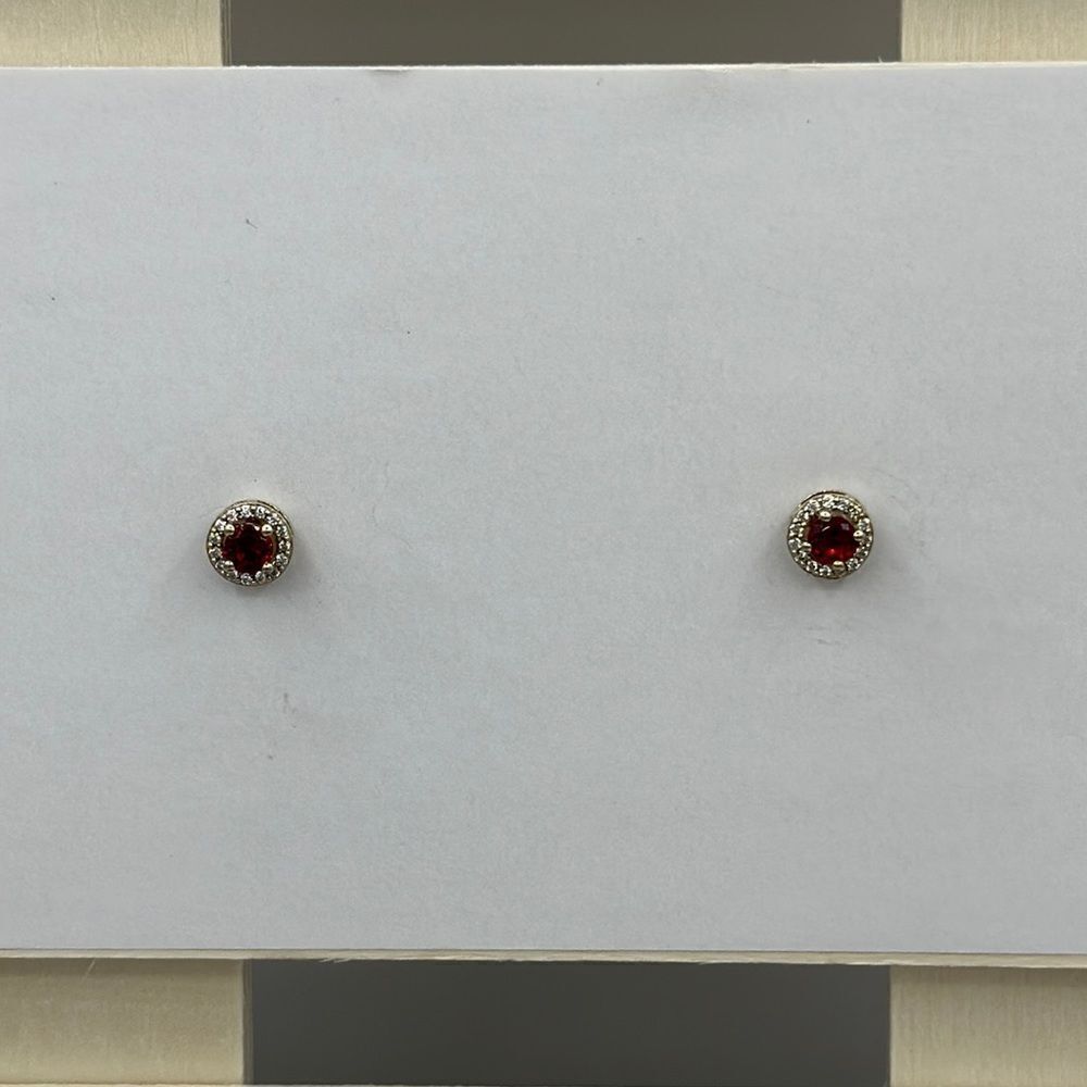 Sterling silver gold tone earrings with red stones 925